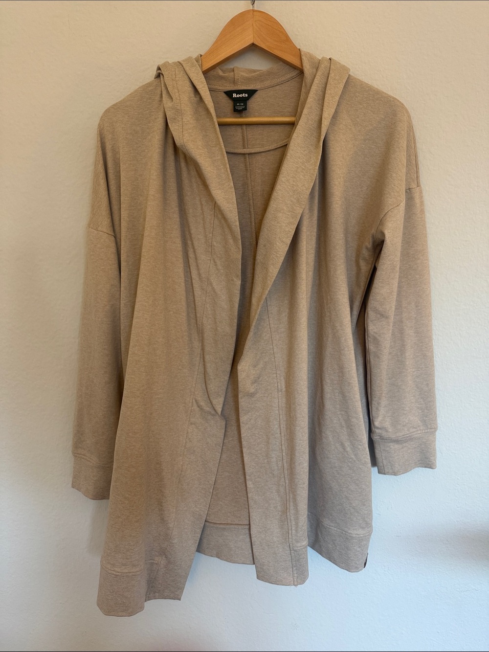 Roots Beige Open-Front Hooded Cardigan
